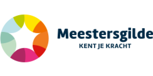 Logo van Meestersgilde met kleurrijke stervorm.
